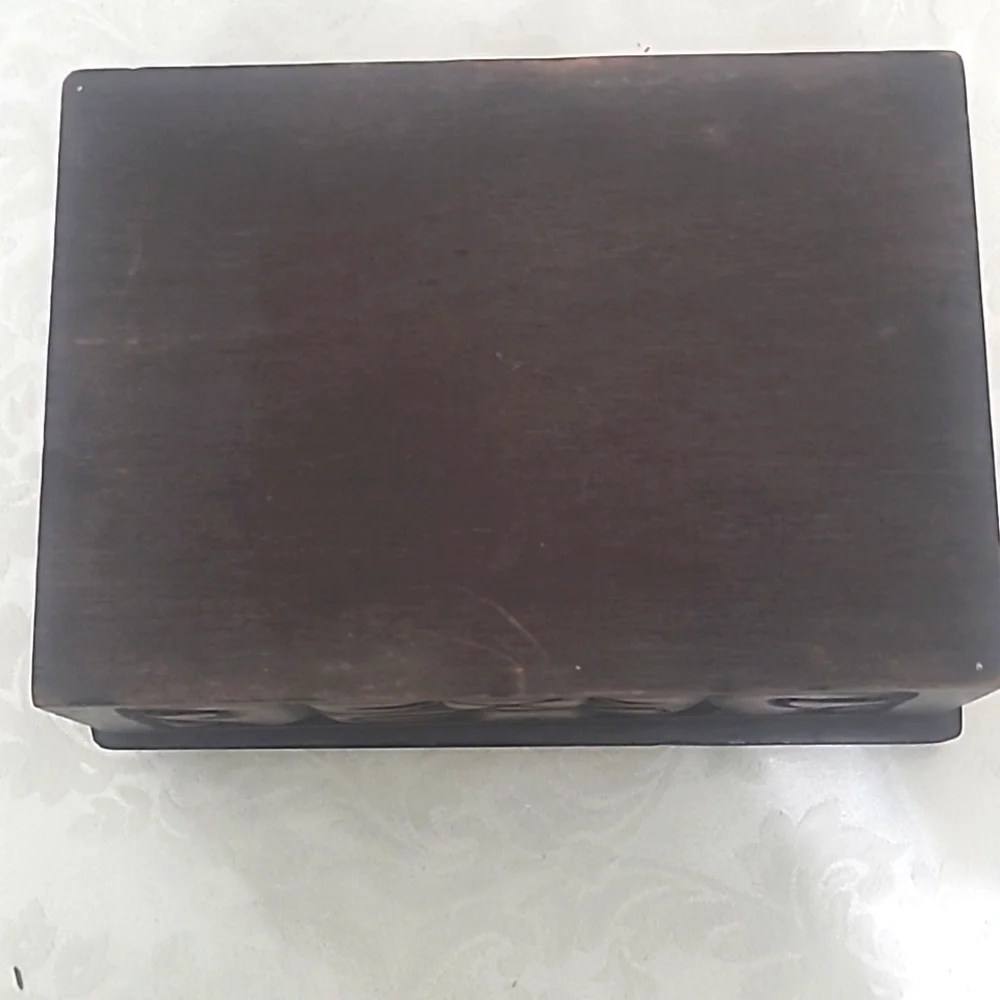 Wooden Humidor Box Stained Carved Man Tribal Tiki  Cigar Box Vintage